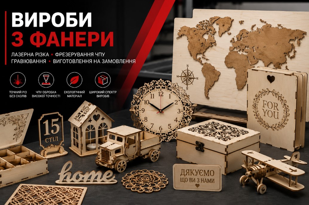 Вироби з фанери на замовлення – виготовлення на ЧПУ та лазерна різка